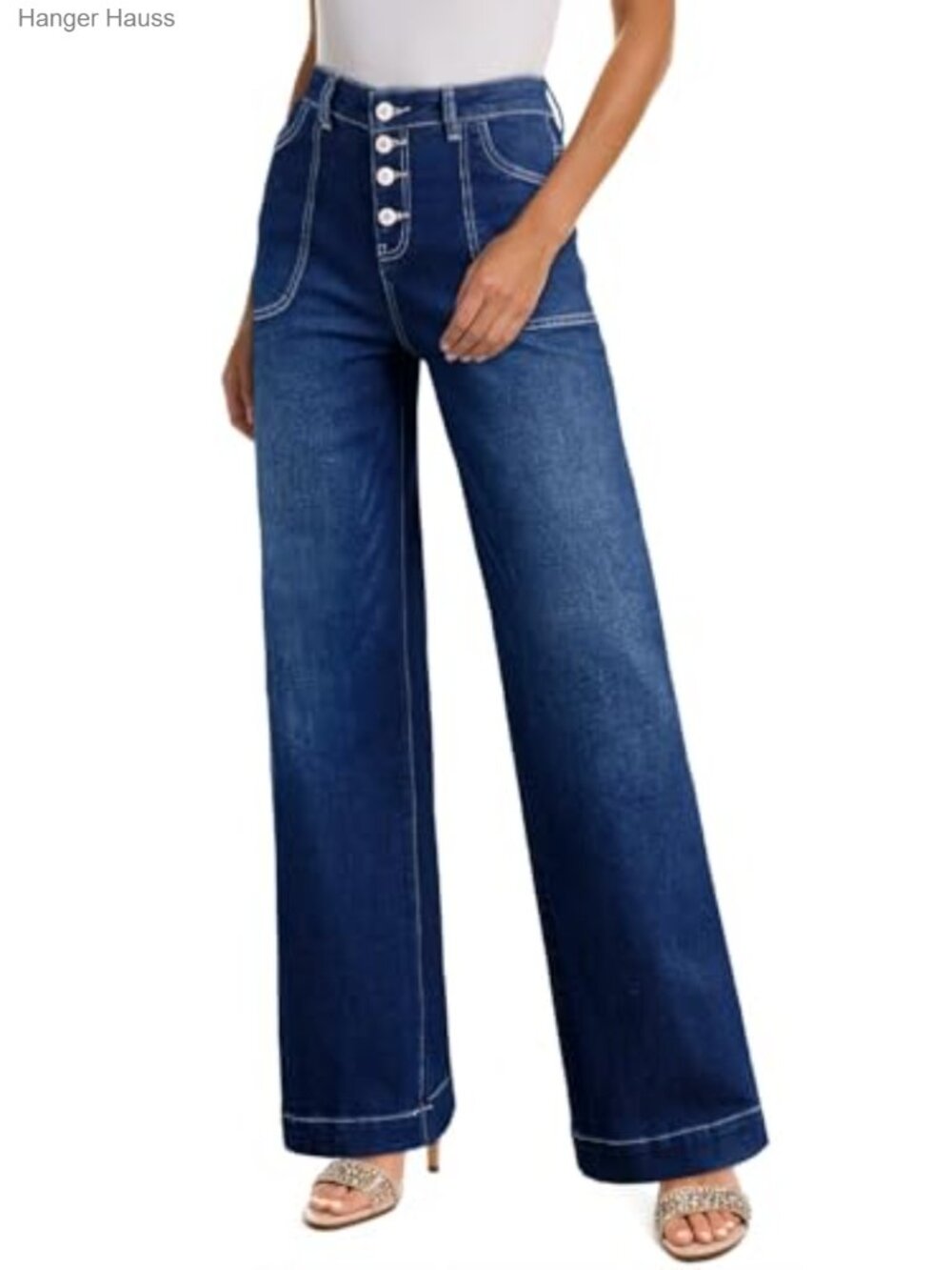 SHEWIN Women's High Rise Straight Leg Stretchy Denim Jeans 29 Inseam